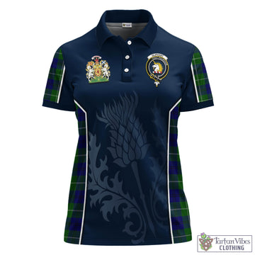 Oliphant Modern Tartan Women's Polo Shirt with Family Crest and Scottish Thistle Vibes Sport Style