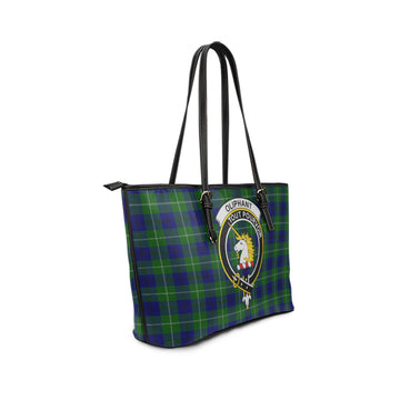 Oliphant Modern Tartan Leather Tote Bag with Family Crest