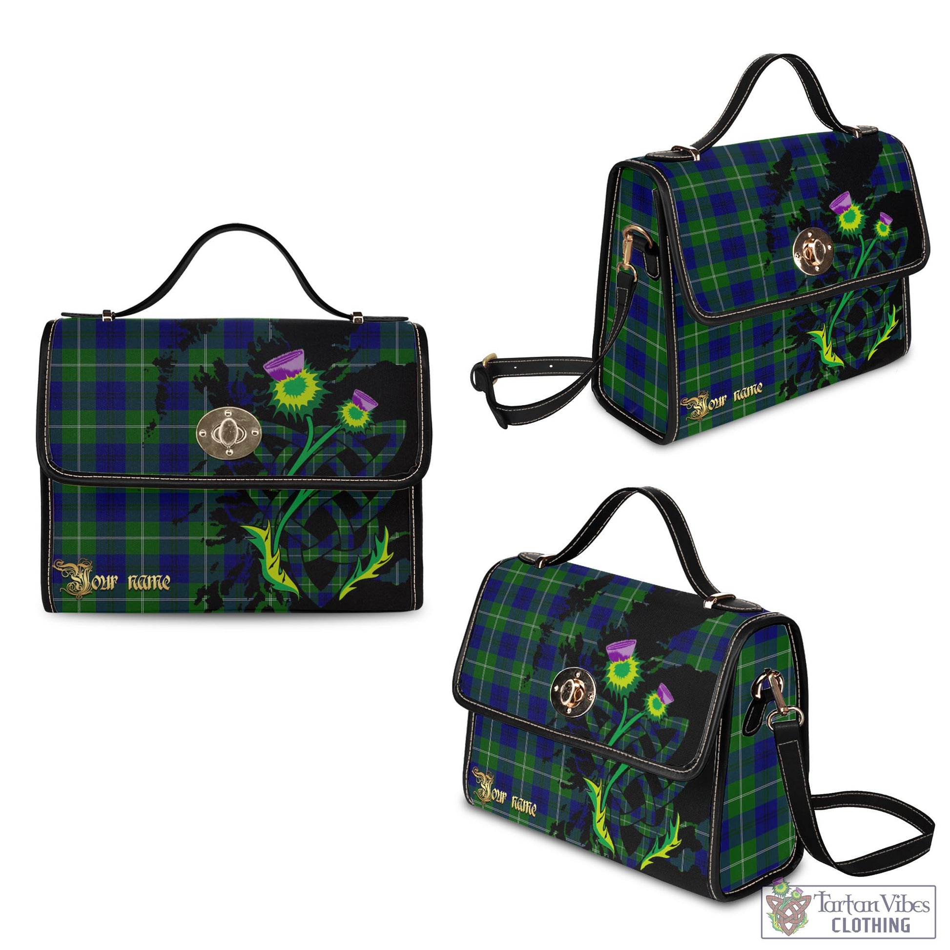Tartan Vibes Clothing Oliphant Modern Tartan Waterproof Canvas Bag with Scotland Map and Thistle Celtic Accents
