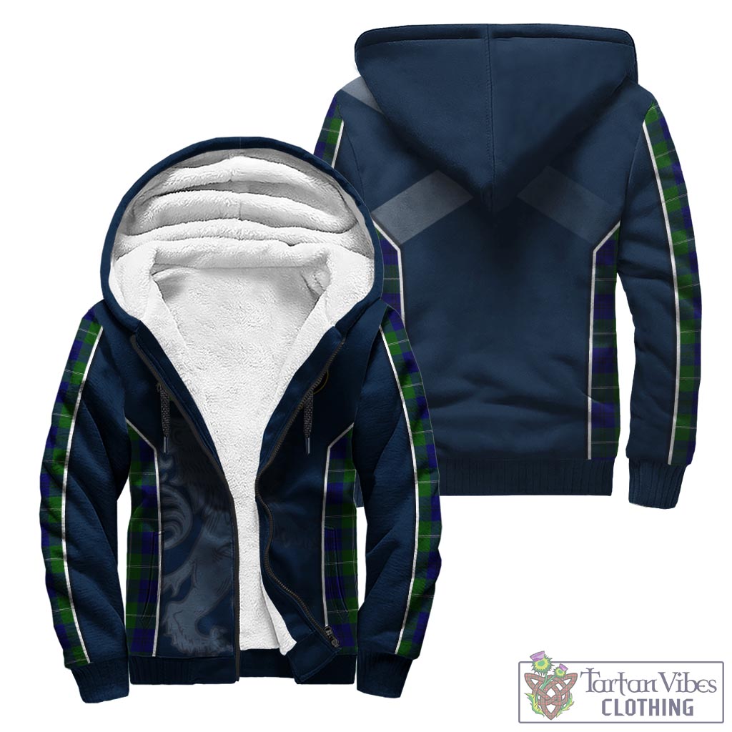 Tartan Vibes Clothing Oliphant Modern Tartan Sherpa Hoodie with Family Crest and Lion Rampant Vibes Sport Style