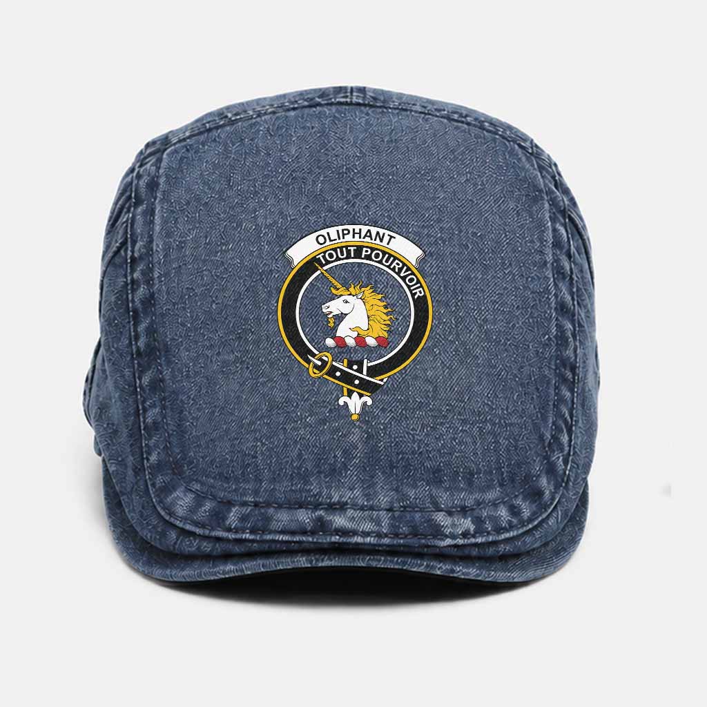 Oliphant Scottish Clan Crest Washed Flat Cap - Unisex Jeff Cap
