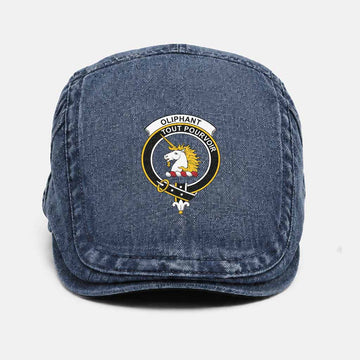 Oliphant Scottish Clan Crest Washed Flat Cap - Unisex Jeff Cap