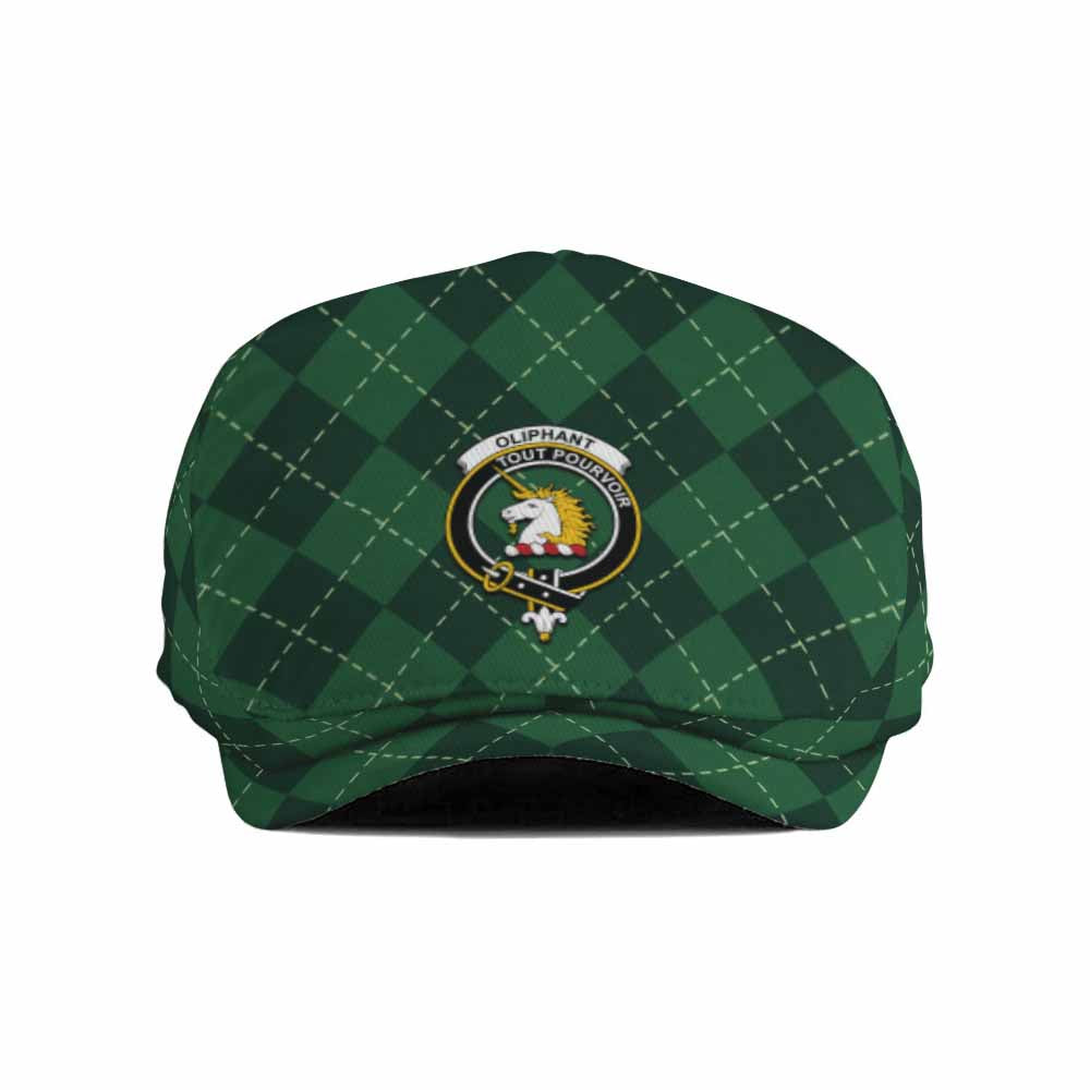 Oliphant Scottish Family Crest Flat Cap Green Argyle Classic Style - Tartan Vibes Clothing