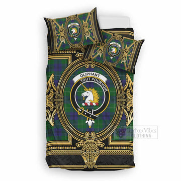 Oliphant Scottish Tartan Crest Bedding Set Royal Stylized
