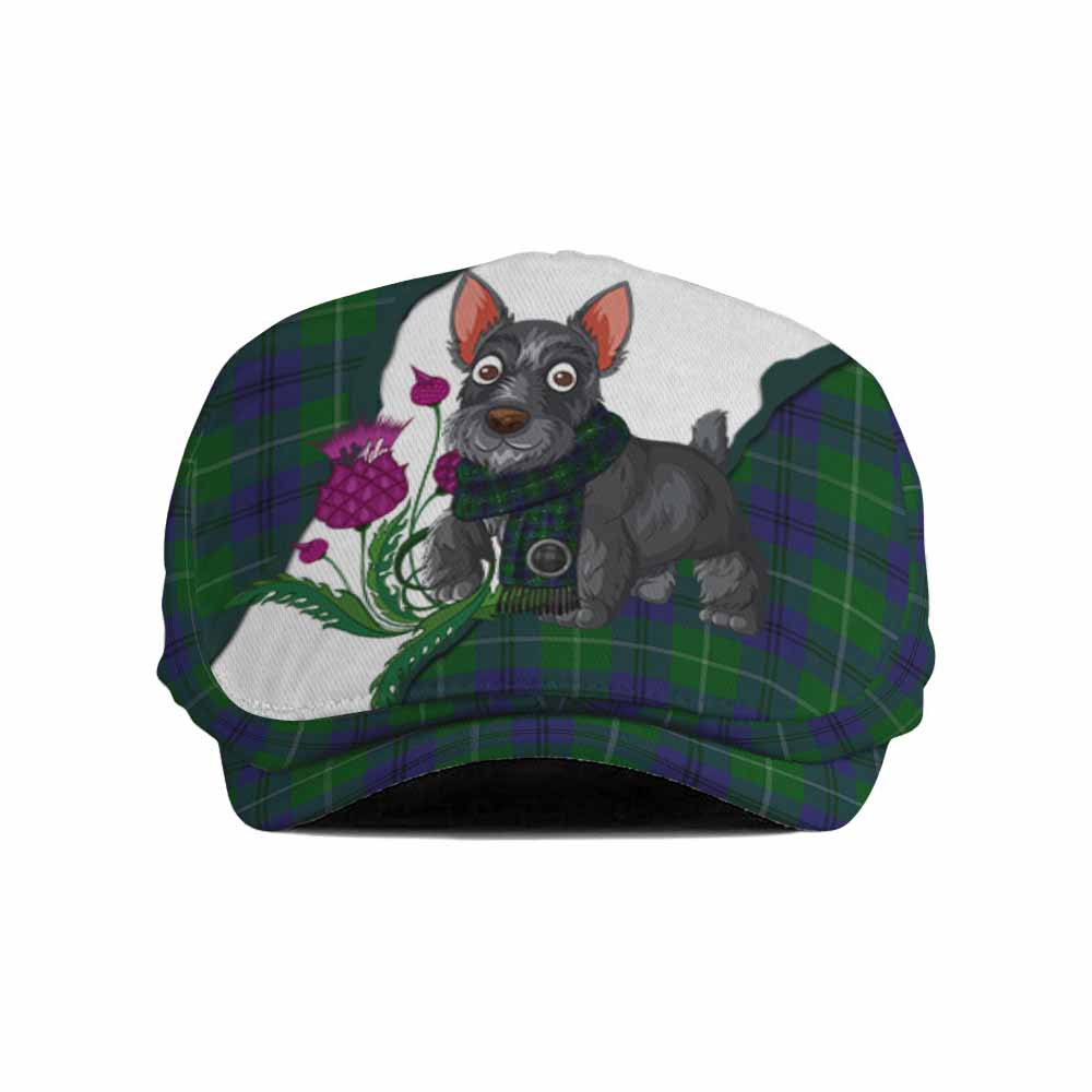 Oliphant Scottish Terrier Tartan Flat Cap, Jeff Cap Thistle Heritage Art Flat Cap - Tartan Vibes Clothing