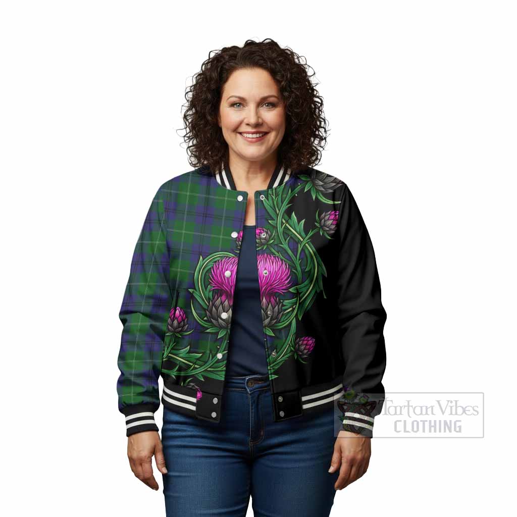 Oliphant Tartan Baseball Jacket Resilient Scottish Thistle - Tartan Vibes Clothing
