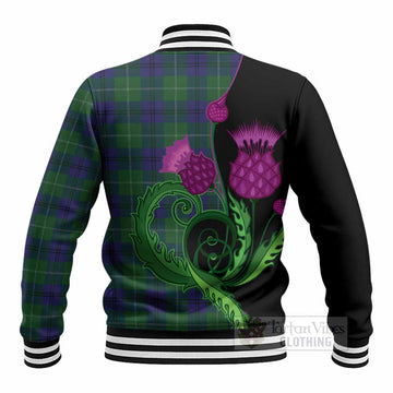 Oliphant Tartan Baseball Jacket Traditional Scottish Thistle - Tartan Vibes Clothing