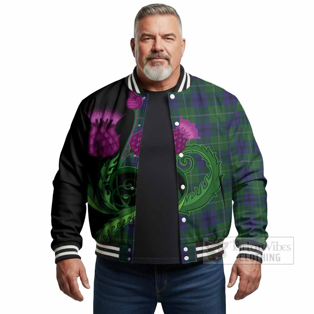 Oliphant Tartan Baseball Jacket Traditional Scottish Thistle - Tartan Vibes Clothing