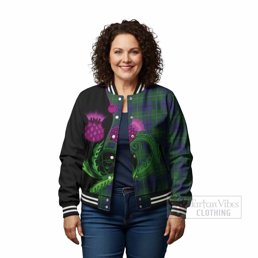Oliphant Tartan Baseball Jacket Traditional Scottish Thistle - Tartan Vibes Clothing