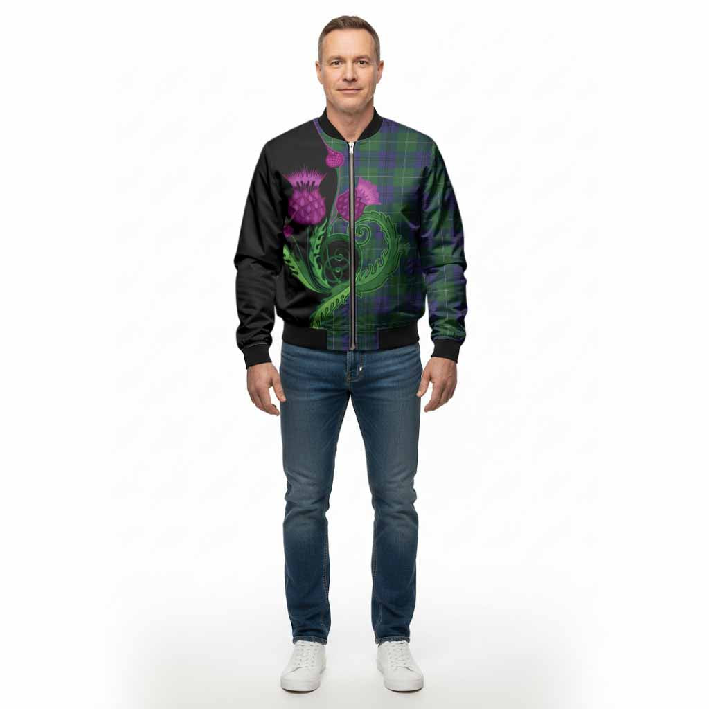 Oliphant Tartan Bomber Jacket Traditional Scottish Thistle - Tartan Vibes Clothing