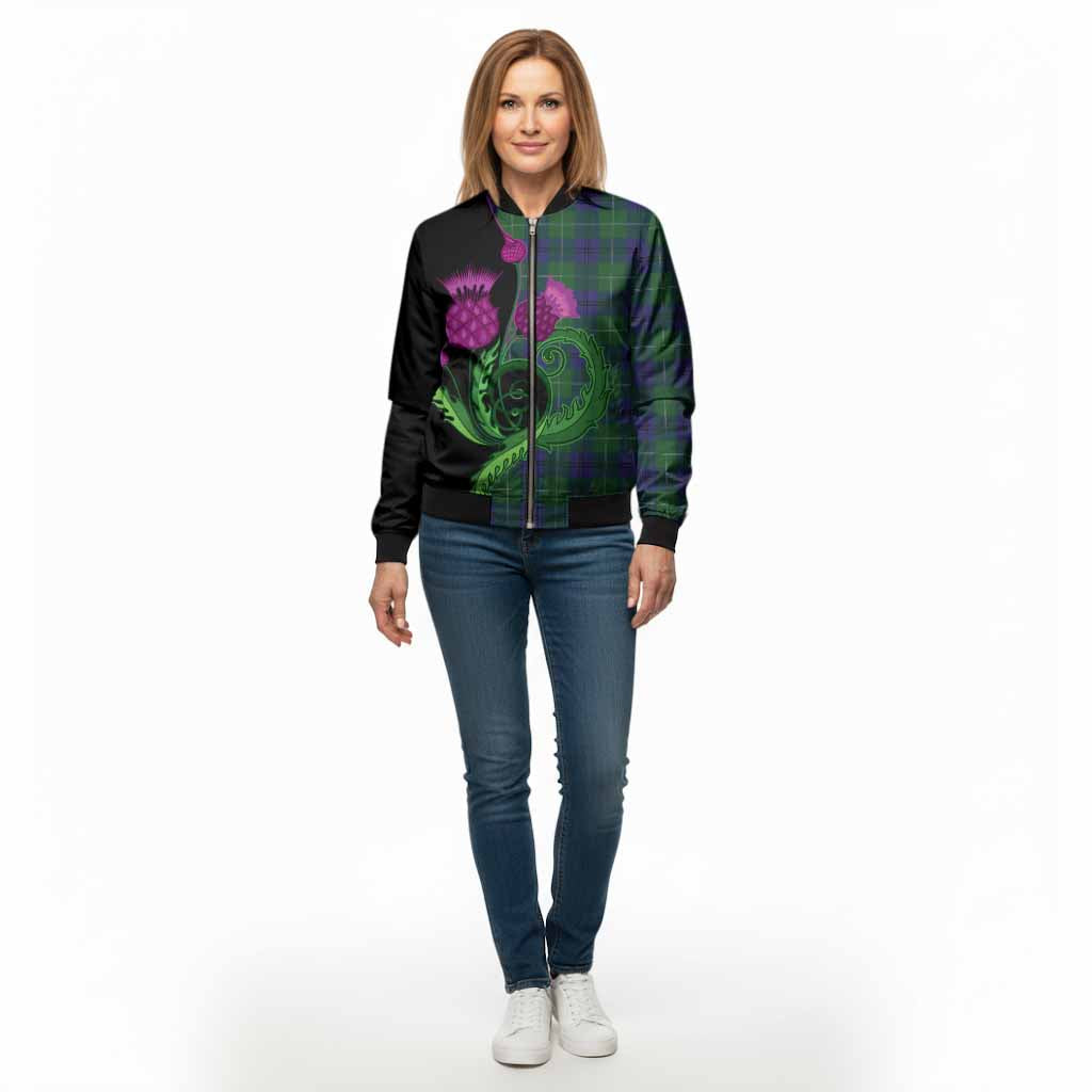 Oliphant Tartan Bomber Jacket Traditional Scottish Thistle - Tartan Vibes Clothing