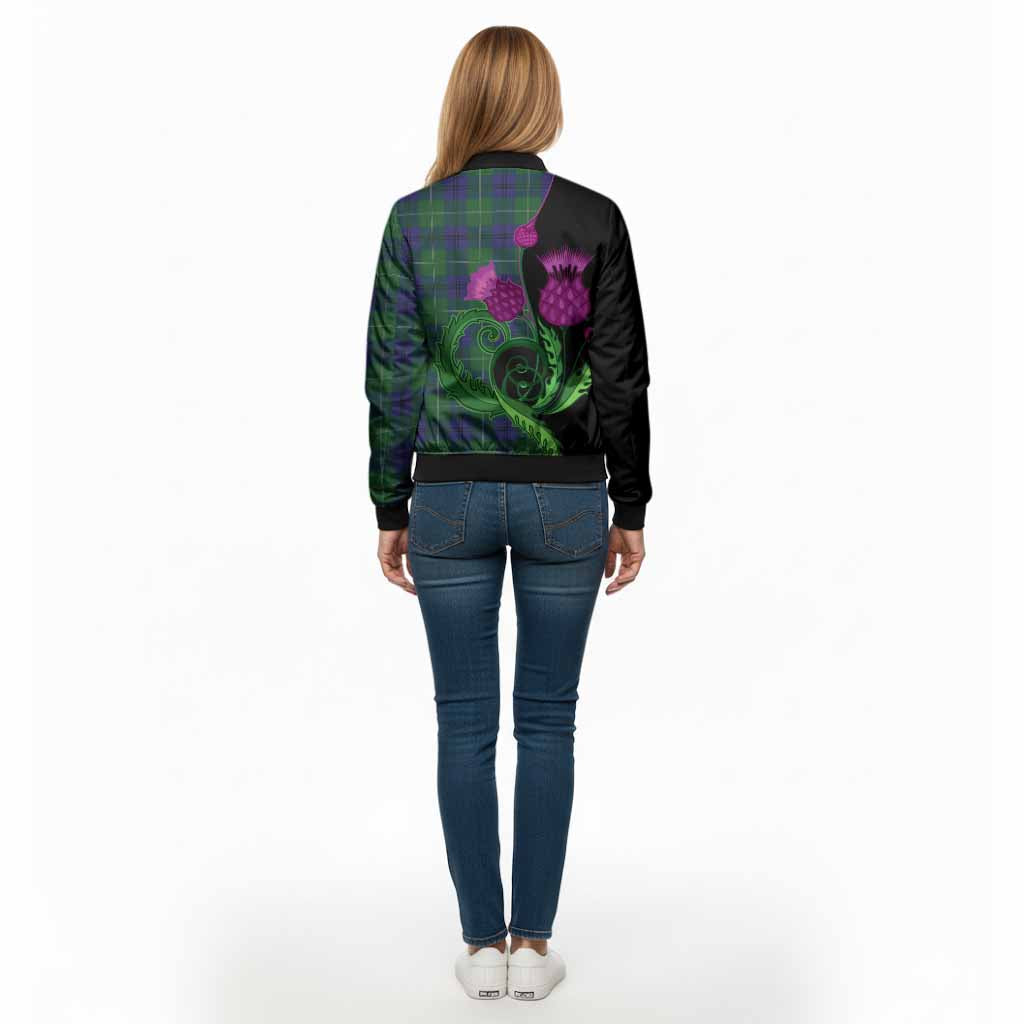 Oliphant Tartan Bomber Jacket Traditional Scottish Thistle - Tartan Vibes Clothing