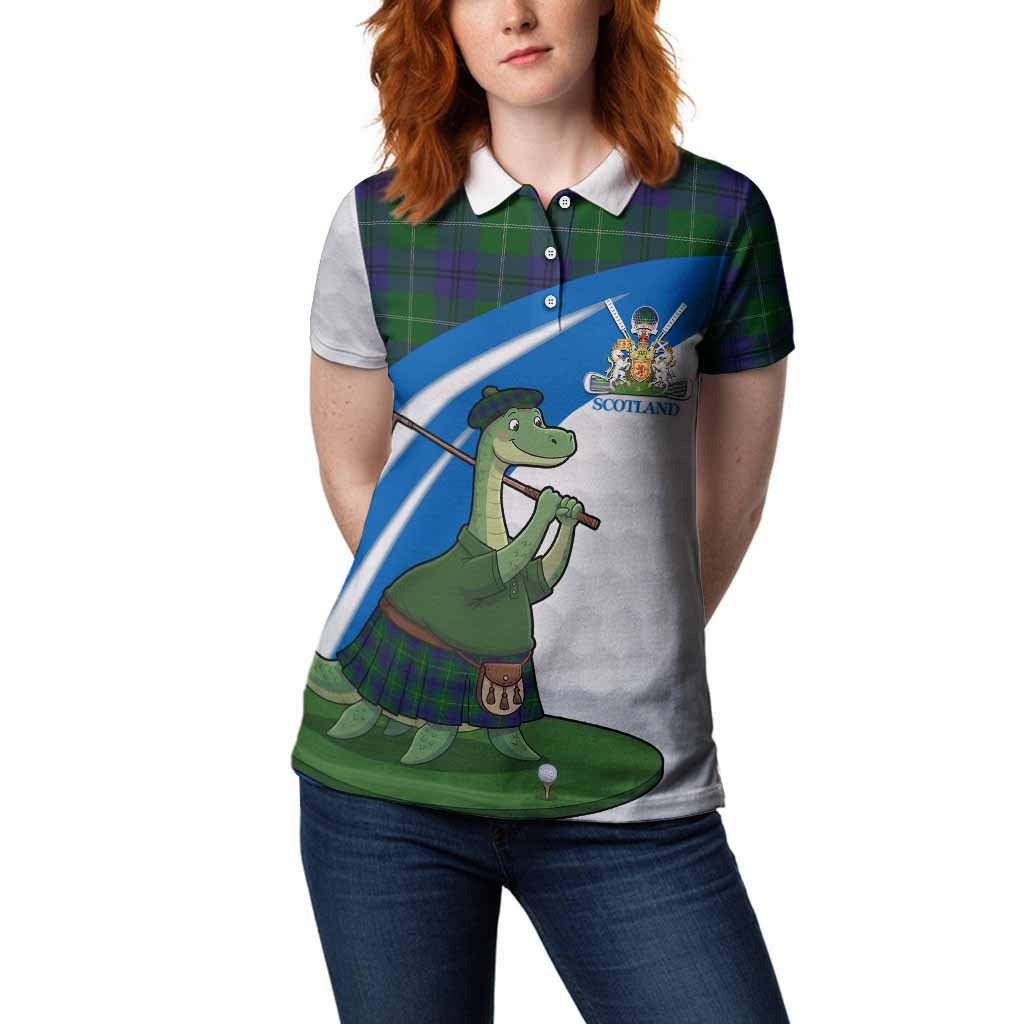Oliphant Tartan Crest Golf Nessie Women Polo Shirt Loch Ness Monster Sporty Style