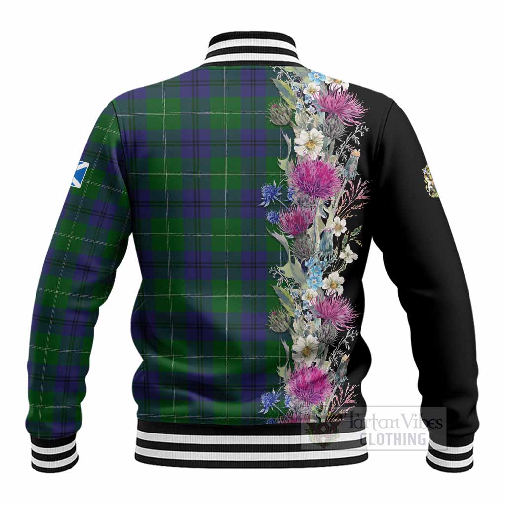 Oliphant Tartan Crest Thistle Floral Baseball Jacket - Tartan Vibes Clothing