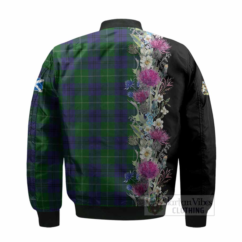 Oliphant Tartan Crest Thistle Floral Bomber Jacket - Tartan Vibes Clothing