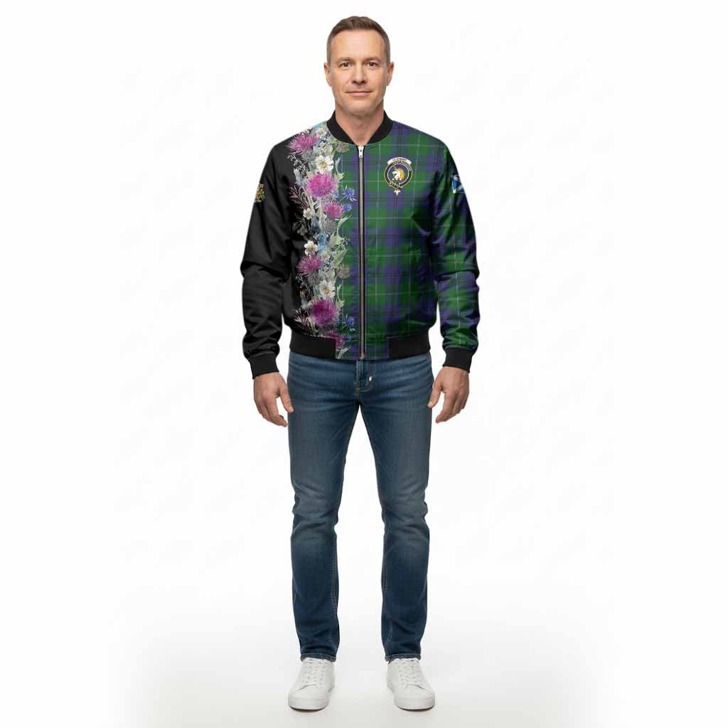 Oliphant Tartan Crest Thistle Floral Bomber Jacket - Tartan Vibes Clothing