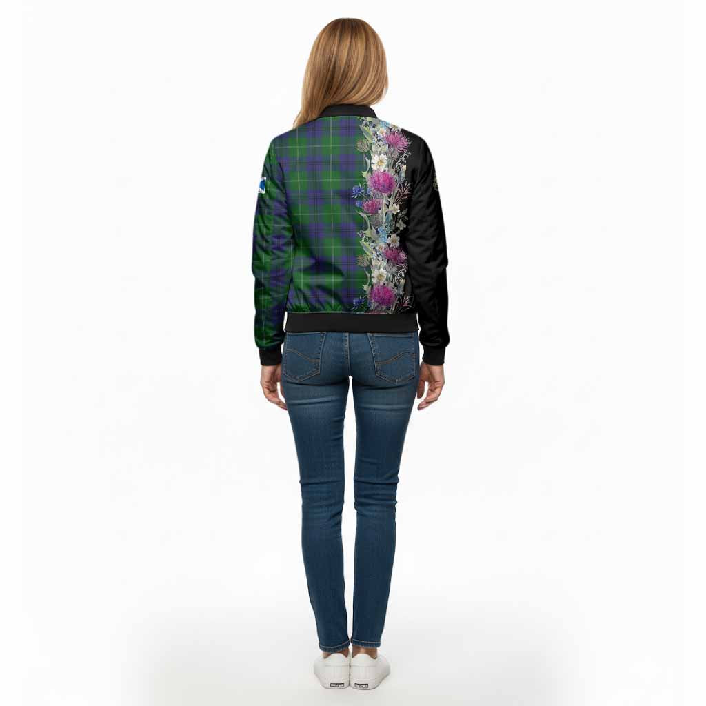 Oliphant Tartan Crest Thistle Floral Bomber Jacket - Tartan Vibes Clothing