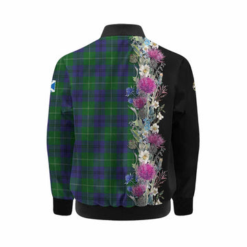 Oliphant Tartan Crest Thistle Floral Kid Bomber Jacket Kid - Tartan Vibes Clothing