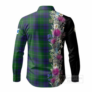 Oliphant Tartan Crest Thistle Floral Long Sleeve Button Shirts - Tartan Vibes Clothing
