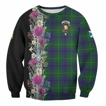 Oliphant Tartan Crest Thistle Floral Sweatshirt