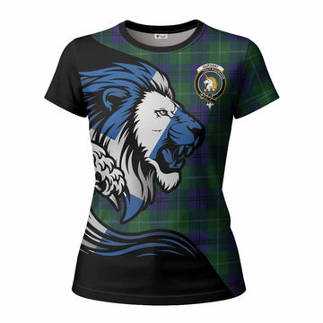 Oliphant Tartan Crest Women T shirt Scottish Golden Lions Wave Flow