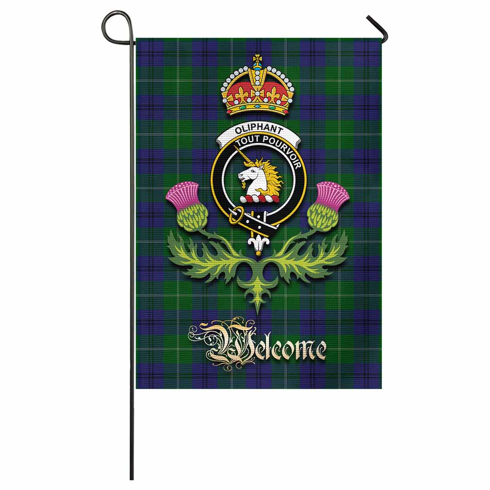 Oliphant Tartan Family Crest Garden Flag Royal Thistle Welcome Style - Tartan Vibes Clothing
