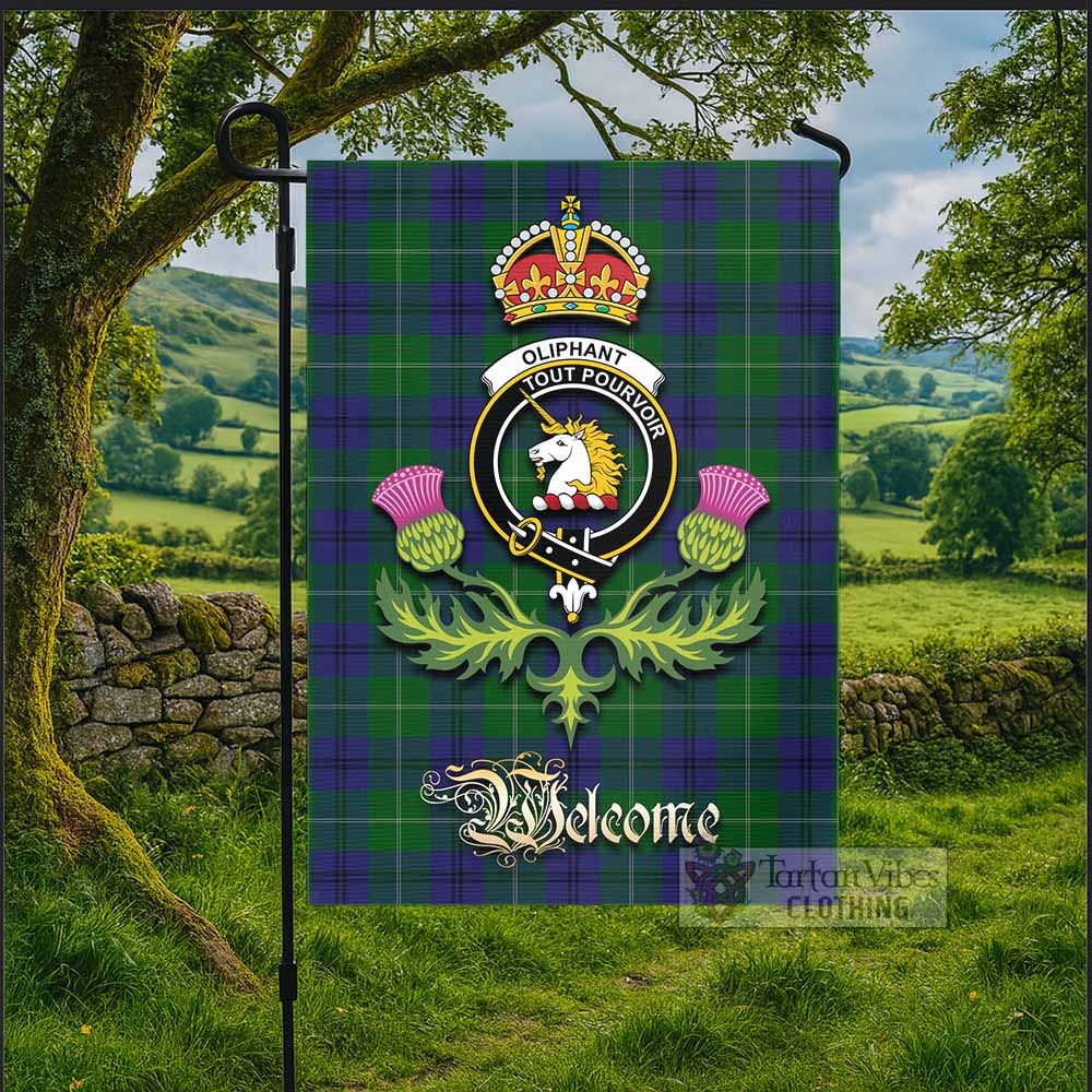 Oliphant Tartan Family Crest Garden Flag Royal Thistle Welcome Style - Tartan Vibes Clothing