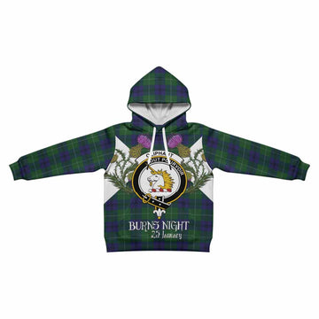 Oliphant Tartan Family Crest Kid Hoodie Scottish Burns Night Thistle Floral