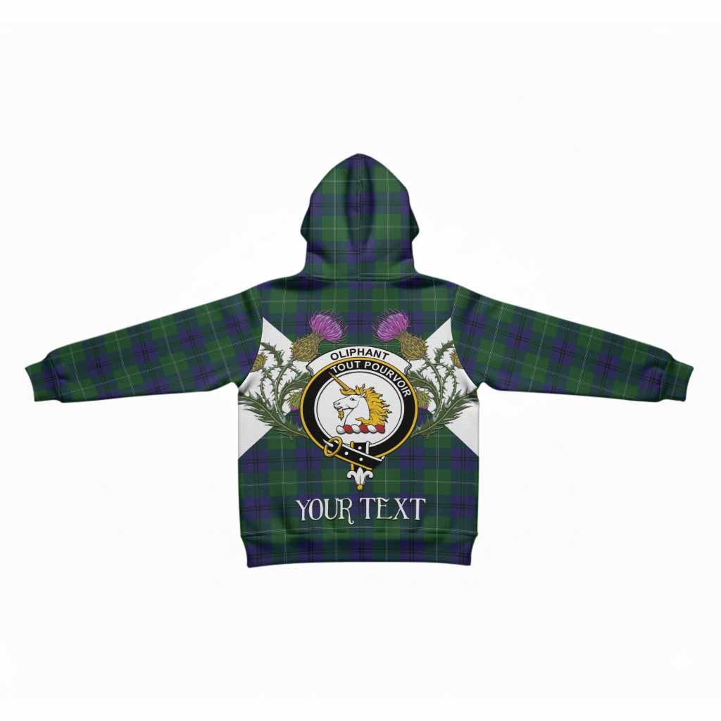 Oliphant Tartan Family Crest Kid Hoodie Scottish Burns Night Thistle Floral