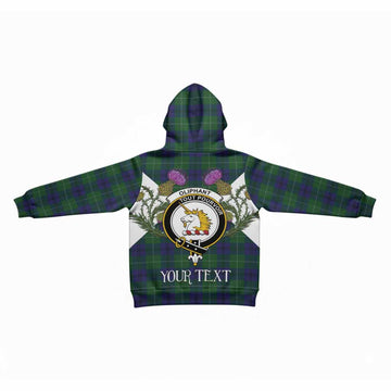 Oliphant Tartan Family Crest Kid Hoodie Scottish Burns Night Thistle Floral