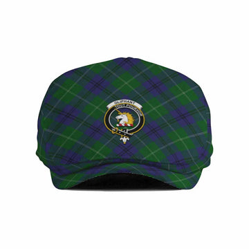 Oliphant Tartan Flat Cap, Jeff Cap Cross Style with Family Crest
