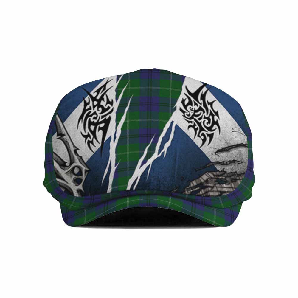 Oliphant Tartan Flat Cap, Jeff Cap Scotland Flag Ripped Tribal Design