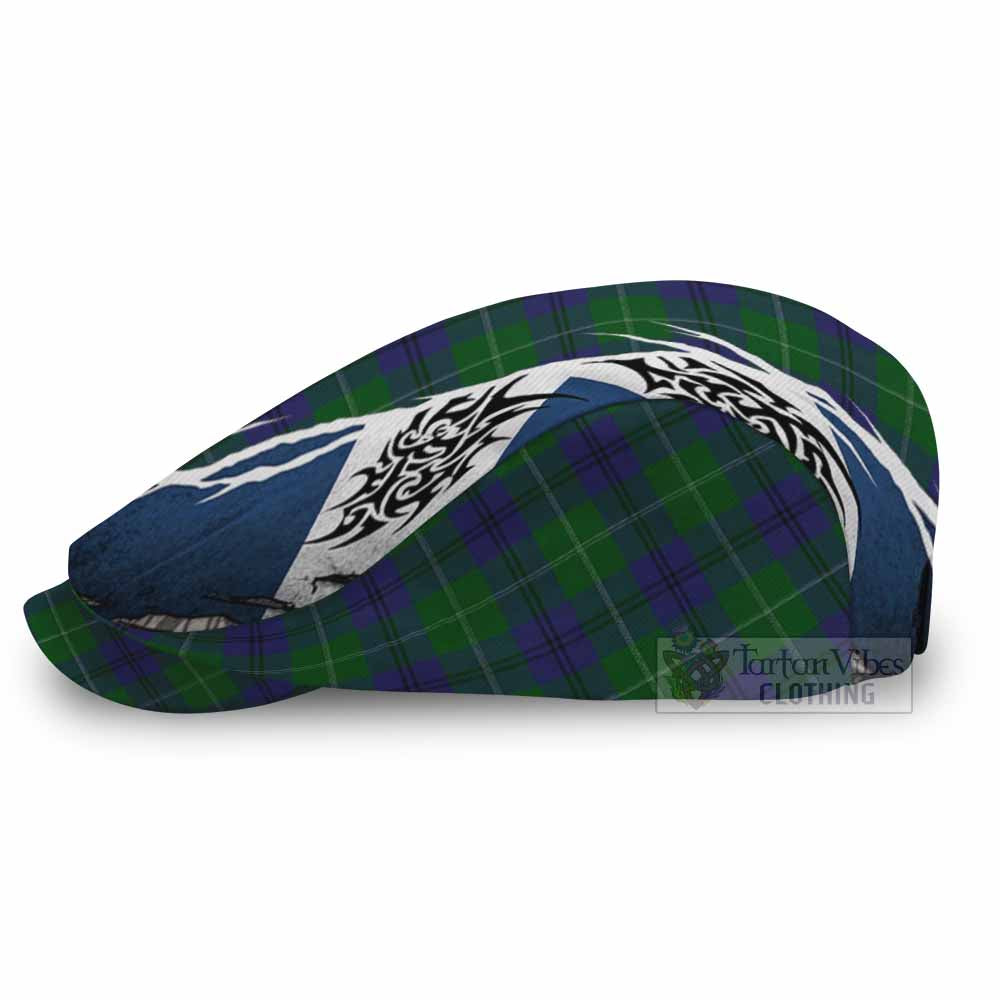 Oliphant Tartan Flat Cap, Jeff Cap Scotland Flag Ripped Tribal Design