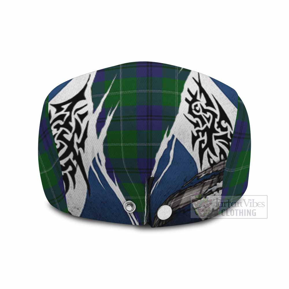 Oliphant Tartan Flat Cap, Jeff Cap Scotland Flag Ripped Tribal Design