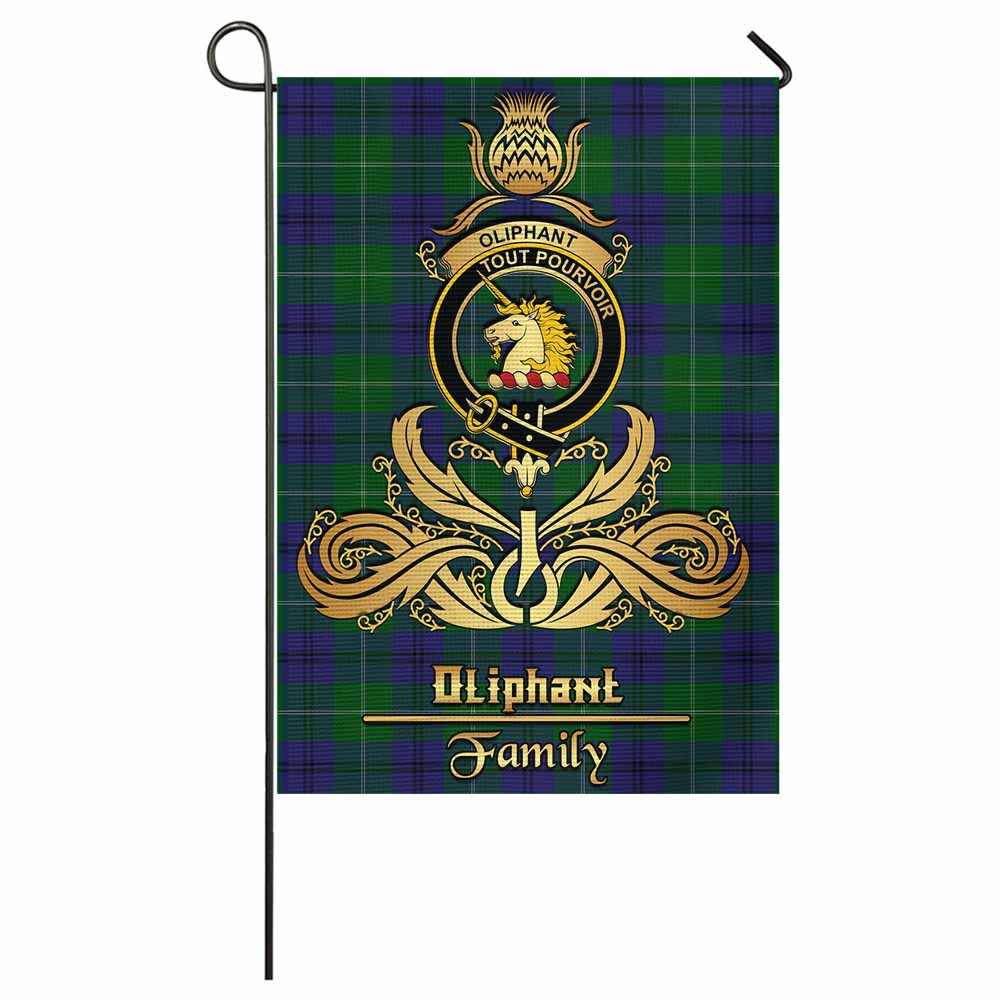 Oliphant Tartan Garden Flag with Highland Thistle Cherish Family Crest Style - Tartan Vibes Clothing