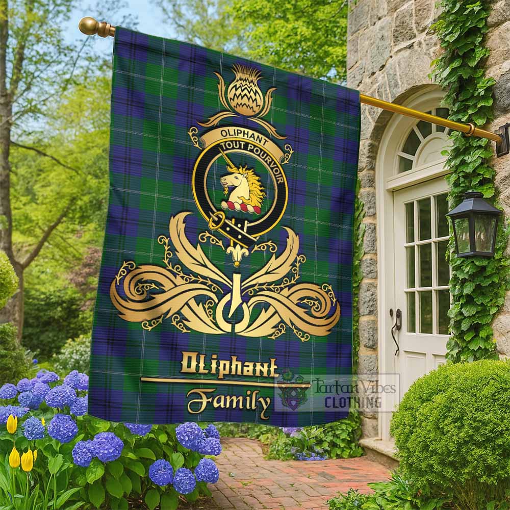 Oliphant Tartan Garden Flag with Highland Thistle Cherish Family Crest Style - Tartan Vibes Clothing