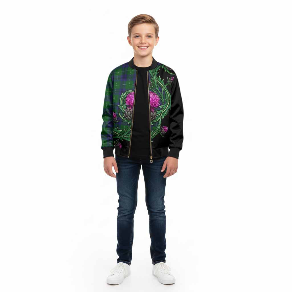 Oliphant Tartan Kid Bomber Jacket Resilient Scottish Thistle - Tartan Vibes Clothing