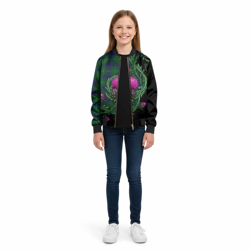 Oliphant Tartan Kid Bomber Jacket Resilient Scottish Thistle - Tartan Vibes Clothing