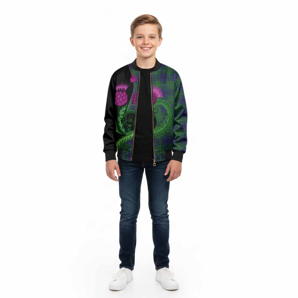 Oliphant Tartan Kid Bomber Jacket Traditional Scottish Thistle - Tartan Vibes Clothing