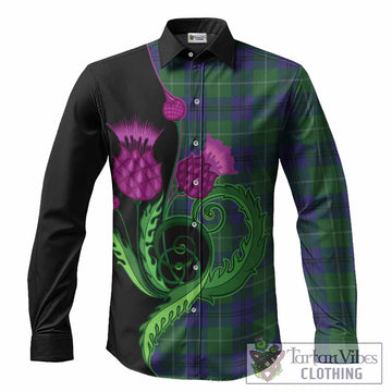 Oliphant Tartan Long Sleeve Button Shirts Traditional Scottish Thistle