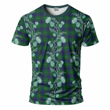 Oliphant Tartan T-Shirt Seamless Scottish Thistle Flowers
