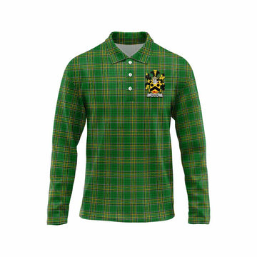 Oliver Irish Clan Tartan Long Sleeve Polo Shirt with Coat of Arms Unisex - Tartan Vibes Clothing