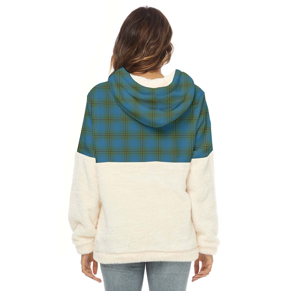 oliver-tartan-womens-borg-fleece-hoodie-with-half-zip