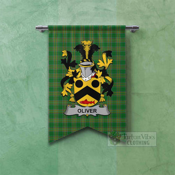 Oliver Irish Clan Tartan Gonfalon, Tartan Banner with Coat of Arms