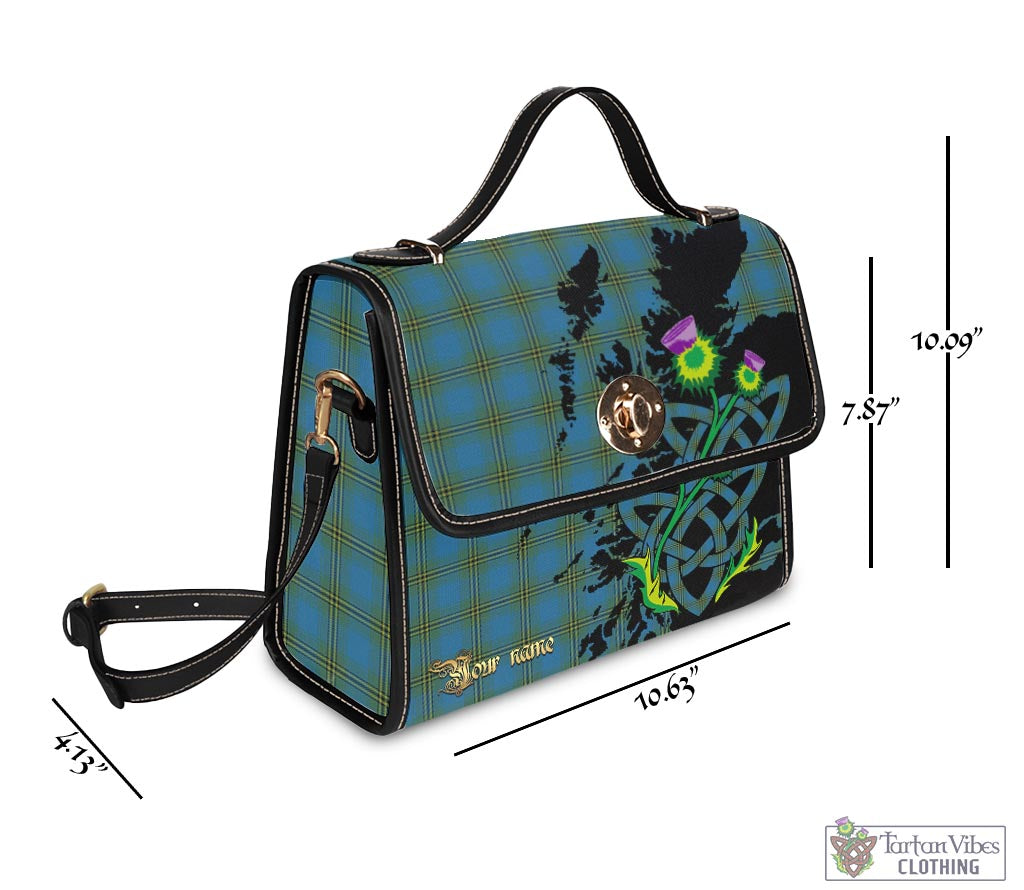 Tartan Vibes Clothing Oliver Tartan Waterproof Canvas Bag with Scotland Map and Thistle Celtic Accents