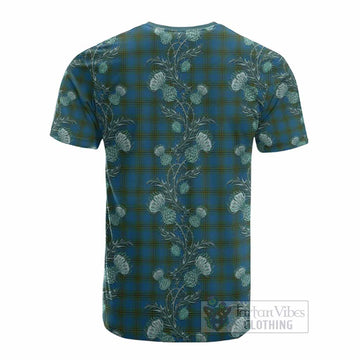 Oliver Tartan Cotton T-shirt Seamless Scottish Thistle Flowers