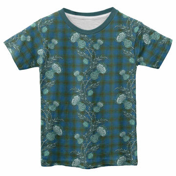 Oliver Tartan Kid T-shirt Seamless Scottish Thistle Flowers