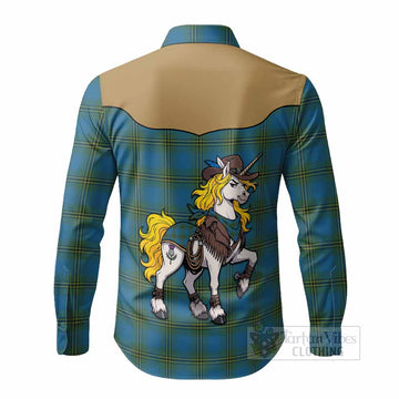 Oliver Tartan Long Sleeve Button Shirts Rodeo Unicorn Retro Style