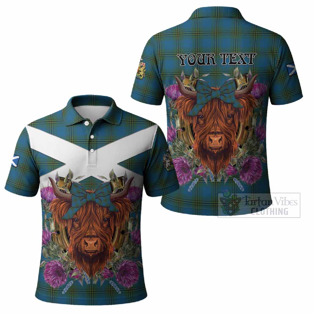 Oliver Tartan Polo Shirt Scottish Thistle Heilan Coo