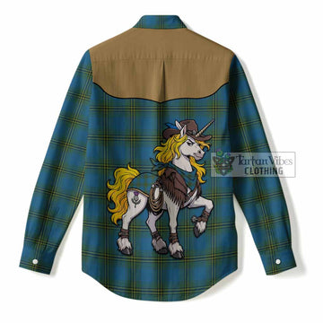 Oliver Tartan Women Casual Shirt Rodeo Unicorn Retro Style
